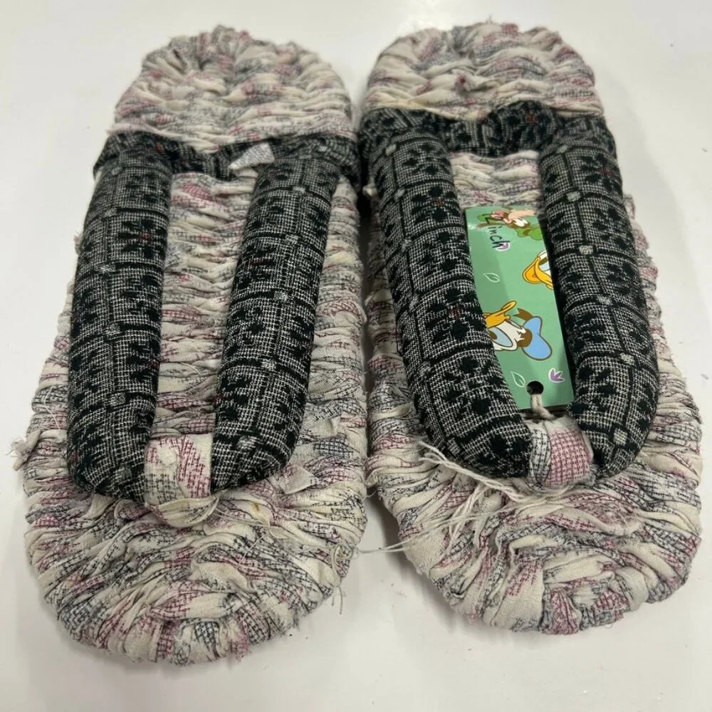Samurai Fabric Slippers 12”‎ Handmade Look Boho Lounge House Shoes